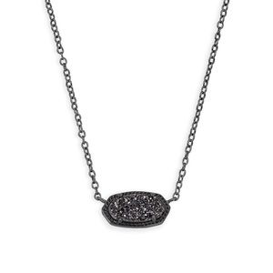 Kendra Scott Elisa Pendant Necklace In Black Drusy